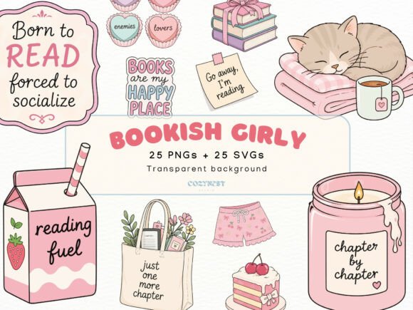 Download Bookish Girly Cliparts, Cute Reading PNG - Book Collection