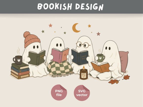 Download Cozy Book Club Ghosts, Book Lover Design - Book Collection