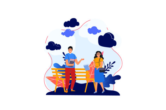 Download Flat Illustration Asset - Couple Book - Book Collection
