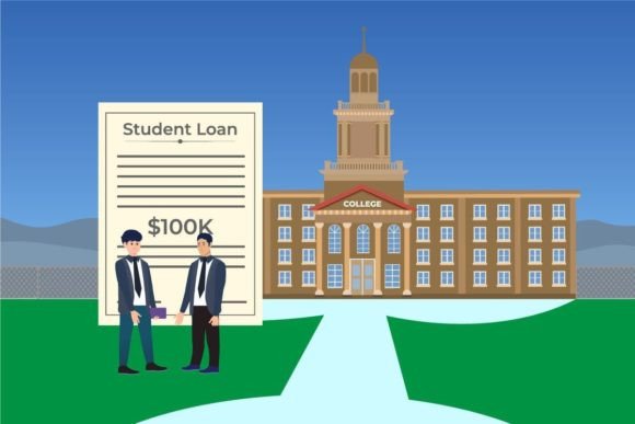 Download Student Loan Concept with College Vector - Premium Resources