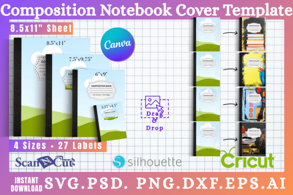 Download 15pc Composition Notebook Cover Template - Book Collection